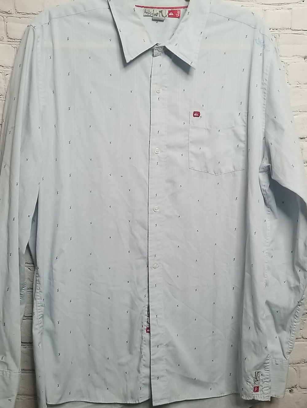 Quiksilver Mens Shirt Xlarge Light Blue Slim Fit EUC